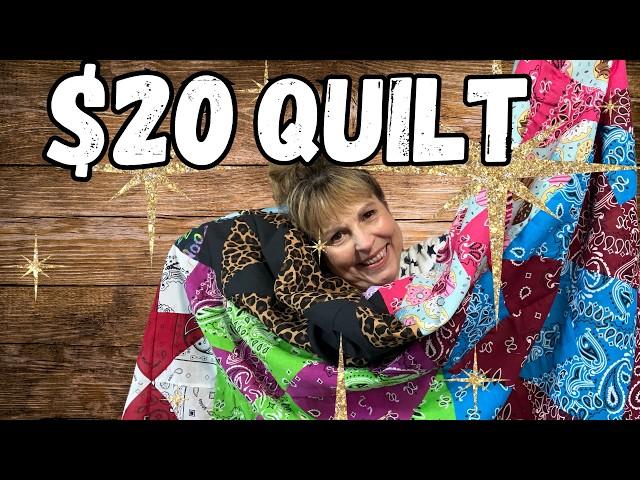 $20 Budget Quilt Featuring a Surprise Bandana Block