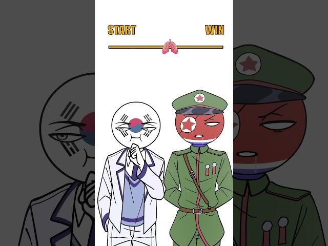 SOUTH KOREA AND NORTH KOREA HOLD THEIR BREATH   #countryhumans