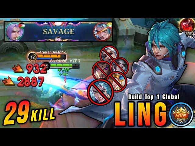 Ling SAVAGE with 29 Kills (Last Match Before Season Ends) - Build Top 1 Global Ling ~ MLBB