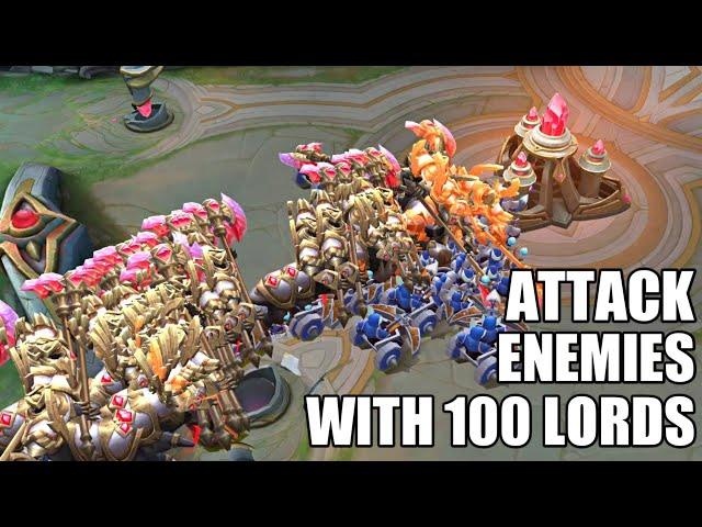 ATTACKING ENEMIES WITH 100 LORDS | MOBILE LEGENDS LORD VS MINIONS