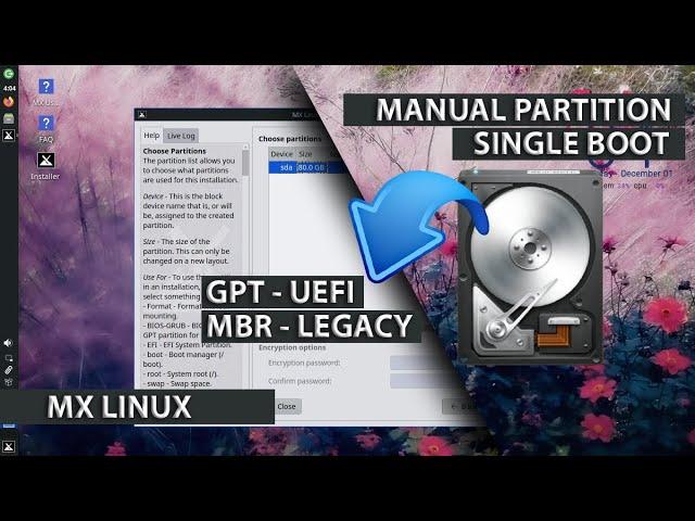 Manual Partition MX Linux | GPT UEFI | MBR LEGACY | Single Boot MX Linux Install | XFCE | Beginners