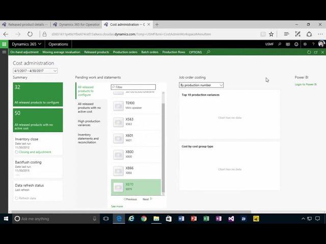 Cost Administration Workspace All Released Products To Configure | AX 2012 | Cost Setup | D365
