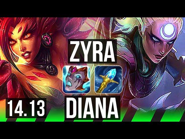 ZYRA vs DIANA (JGL) | Rank 9, 4/2/7 | NA Challenger | 14.13