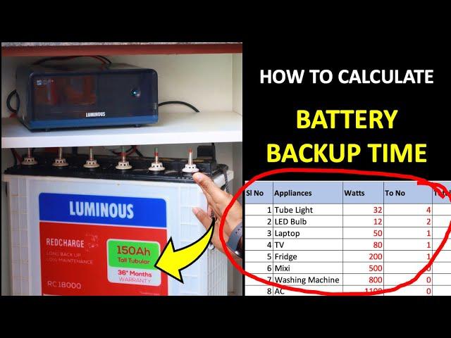 How do I calculate Inverter battery backup and capacity required(2023)