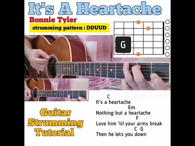 It's A Heartache - Bonnie Tayler guitar chords w/ lyrics & strumming tutorial