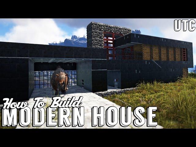 Ark Modern House w/ Dino Garage :: How To Build an Ultra Modern House in Ark :: Metal House Tutorial