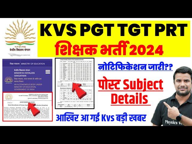 KVS PGT TGT PRT Official Notification out 2024|kvs permanent vacancy 2024|kvs eligibility age post