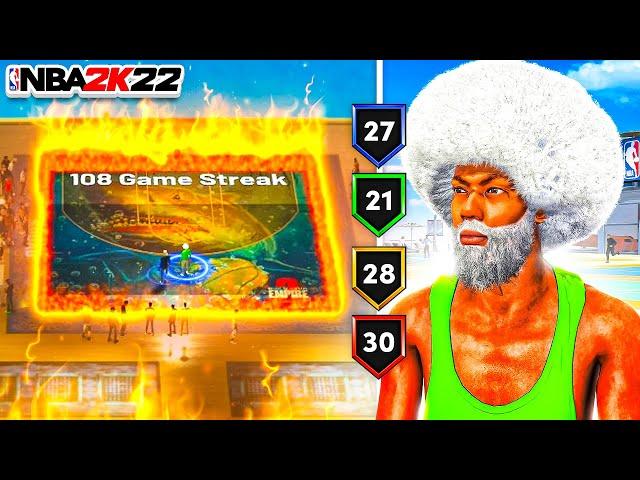 I WENT ON A 108 GAME WIN STREAK WITH THE NEW BEST BUILD on NBA 2K22!