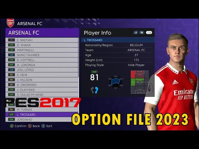 PES 2017 NEW OPTION FILE UPDATE TRANSFER 2023 ALL PATCH