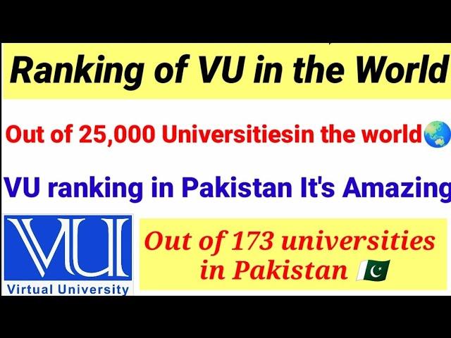What is the rank of virtual university (VU) in Pakistan  and all over the world 