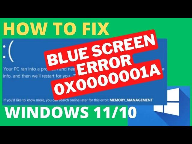 Blue Screen error 0x0000001a in Windows 11 / 10 Fixed