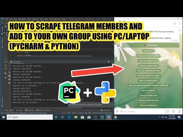 How to scrape telegram group members and add to your own group using PC (Pycharm/Python)