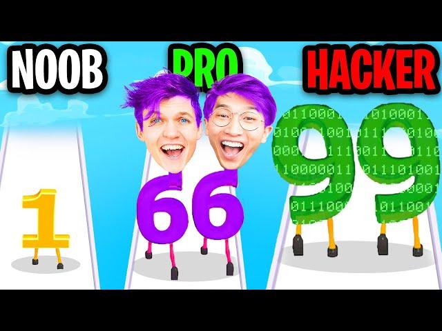 NOOB vs PRO vs HACKER In DIGIT RUN 3D!? (ALL LEVELS!)