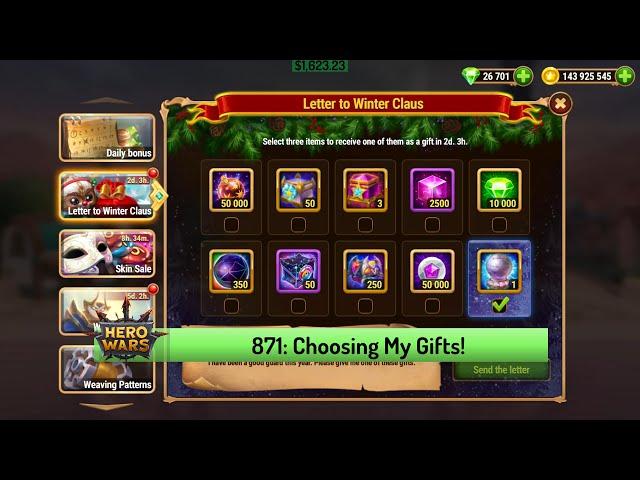 Let's Play Hero Wars 871: Filling Out My Letter to Winter Claus, Which Gifts Should I Choose?