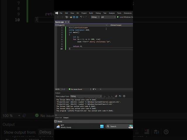 Type "merry christmas" 100 type #coding #c++ #youtube