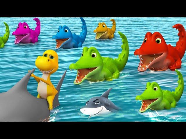 Giant Crocodiles vs Baby Dinosaur in Jurassic River - Elephant Rescue Baby Dino Fishing Baby Shark