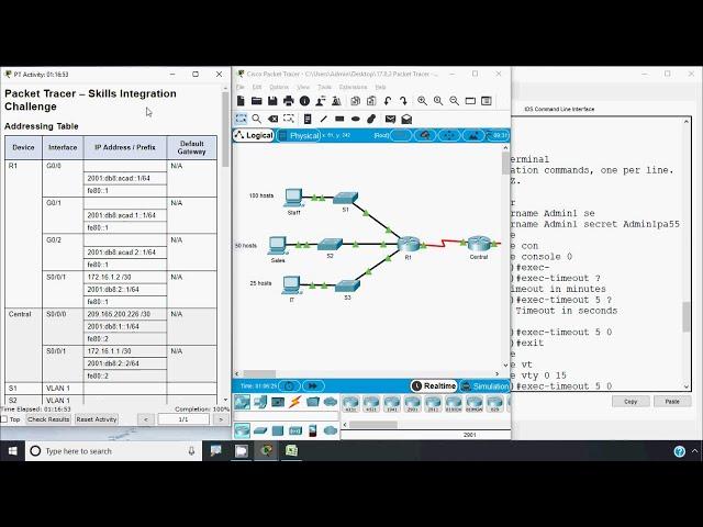 17.8.2 Packet Tracer - Skills Integration Challenge Progress