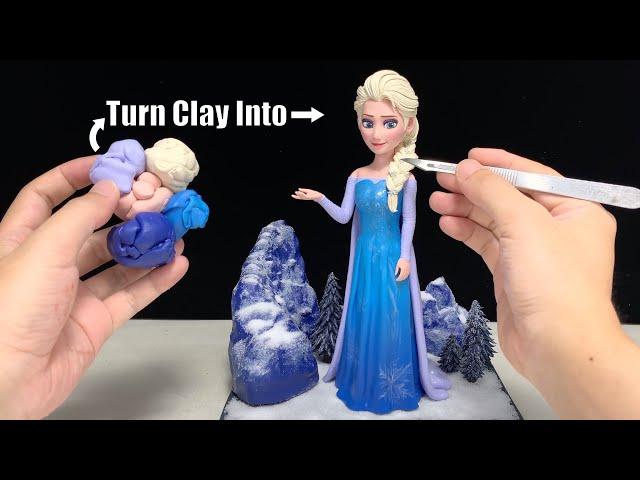 How to make Elsa (Frozen) sculpture from polymer clay, the full handmade process【Clay Artisan JAY】