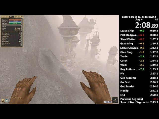 Morrowind Any% speedrun in 2:47 IGT