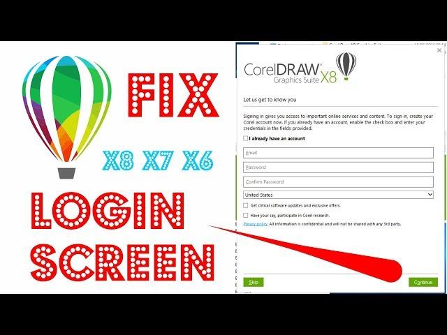 How to remove or disable or fix login screen in corelDraw X8 - corel draw x7 can't save export print