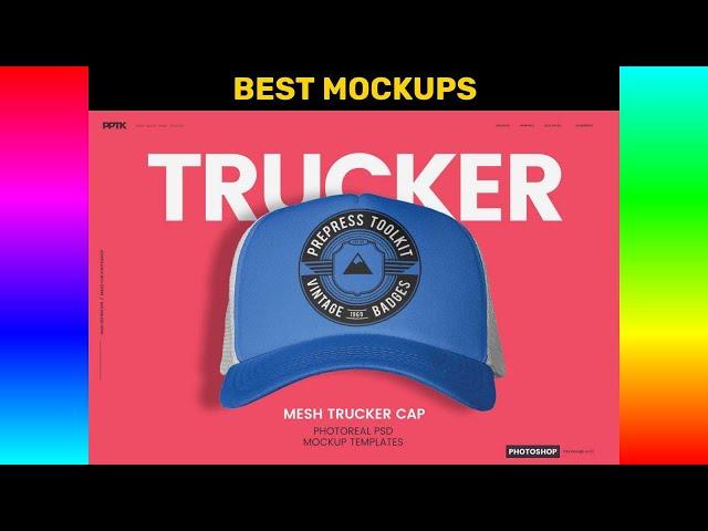 Mockups: Trucker Cap Photoshop Template