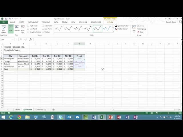 Using Sparklines to Show Trends in Excel 2010 or 2013