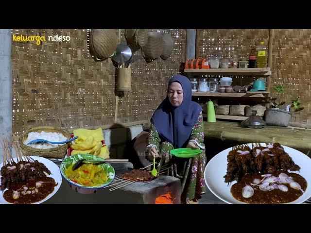 membuat sate daging sapi sambel kacang, super nikmat semua suka, masakan desa