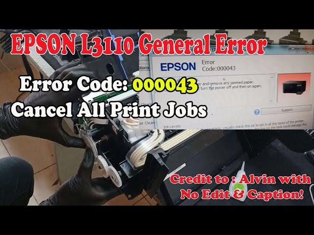 Epson L3110 General Error l 000043 Cancel All Print JOB/ Easy Fix