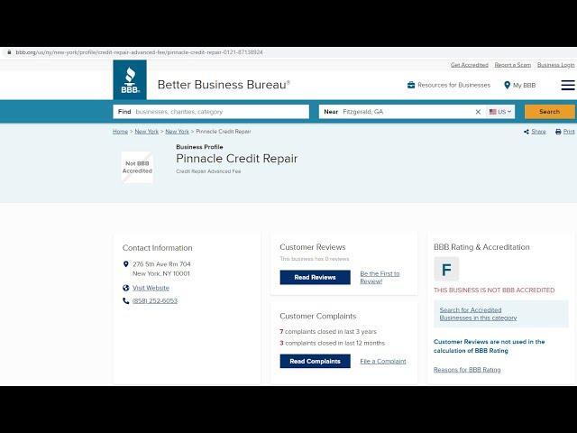 THE BBB AND CREDIT REPAIR | YOU HAVE AN F RATING ON THE BBB WEBSITE