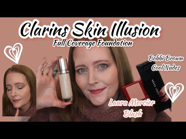 Clarins Skin Illusion Full Coverage foundation, Bobbi Brown Cool Nudes, Laura Mercier Blush