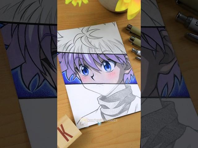 Drawing Killua Zoldyck  HUNTER X HUNTER || Stained Art  #shorts #drawing #killua #hunterxhunter