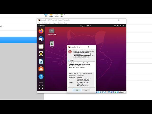 VirtualBox Guest Additions Error 2022 || Unable to insert the Virtual Optical disk