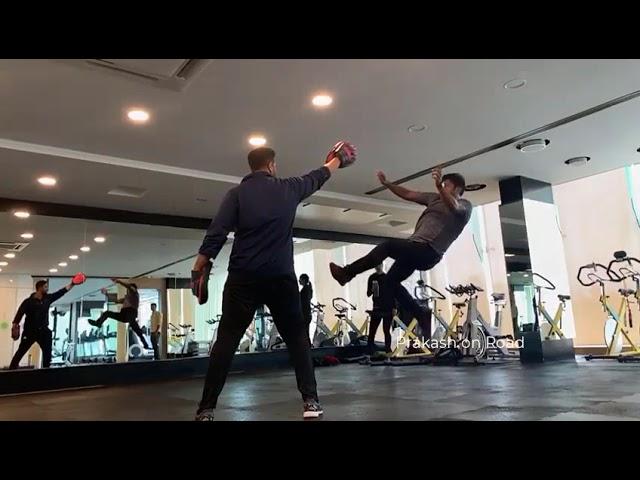 Puneeth Rajkumar Jumping kick | slow motion video | Shared by Praveen Kumar | Celebrity trainer