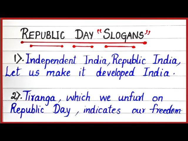 REPUBLIC DAY 'SLOGANS' In English | 10 Slogans On Republic Day in English |  26th January Slogans