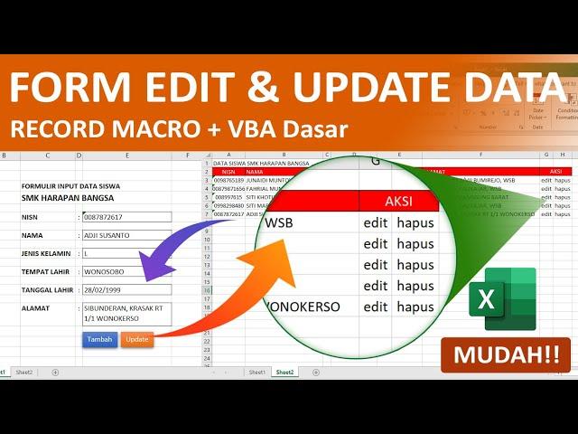 Cara Membuat Aksi Edit dan Update Formulir Entri Data Sederhana dengan Memodifikasi Record Macro