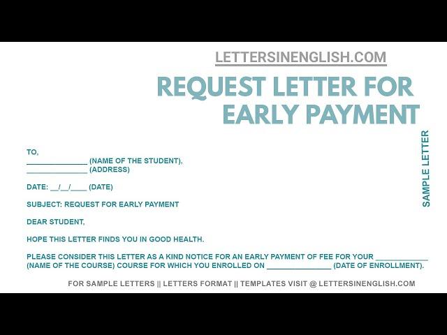 Letter Requesting for Early Payment - Sample Letter Request for Early Payment | Letters in English