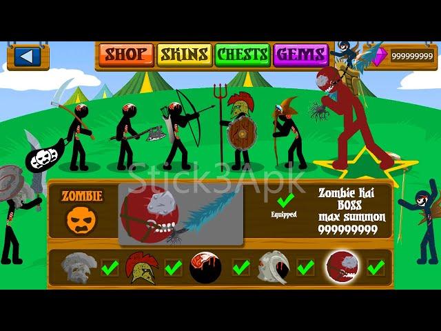 EQUIP ALL TYPE ZOMBIE FULL SKIN, WAR OF ZOMBIE, NEW MOD UPDATE | Stick War Legacy Mod - Stick3Apk