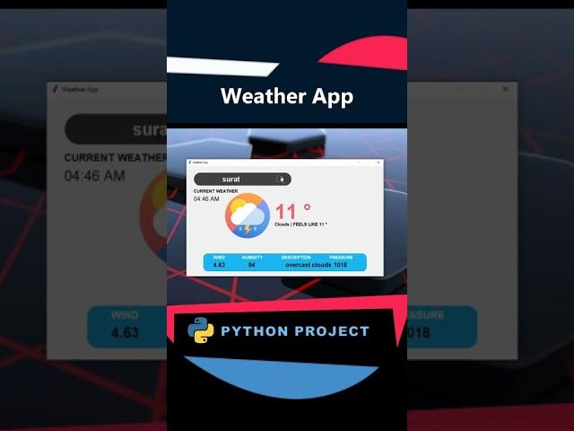 Build a Weather App in Python | Python Tkinter Project #Shorts #Python