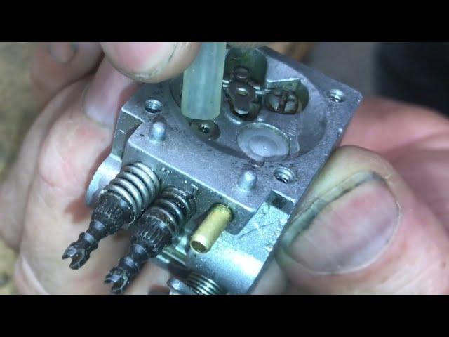 “replacing” CHECK VALVE on a walbro, zama carburetor (chainsaw, trimmer) testing