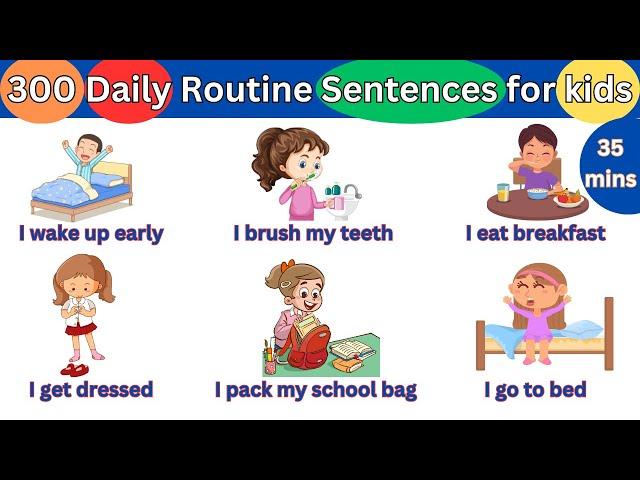 300 Daily Routine vocabulary with sentence | Daily Sentences | English Vocabulary | Kids vocabulary