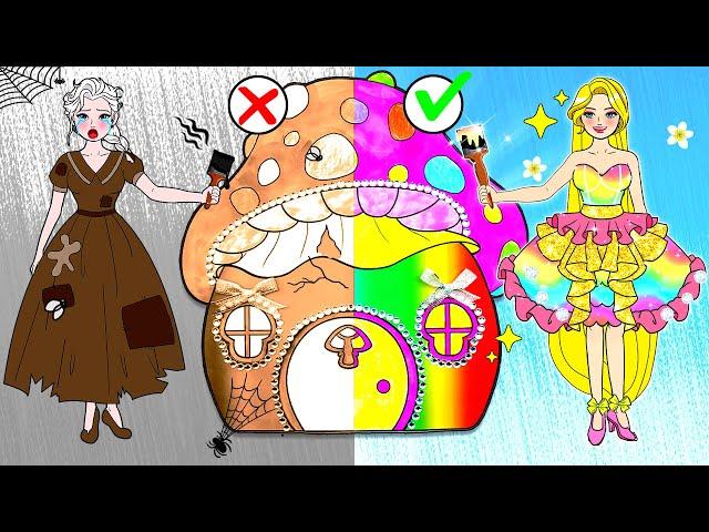 Poor OR Rich Mushroom Dresses New House | Nursery Paper DIY Cartoon | Woa Doll American Kids