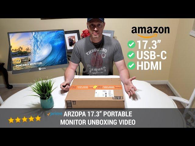 Unboxing A Brand New Arzopa 17.3" Portable Monitor off Amazon (in-stock as of 2/26/2023!!)