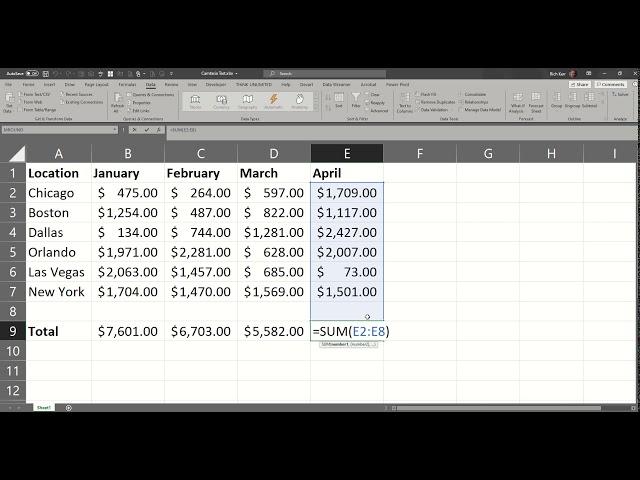 Microsoft Excel Keyboard Shortcut Alt Equal