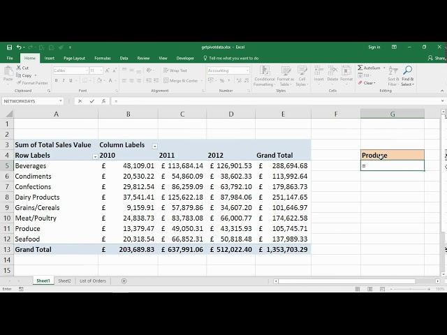 Excel GETPIVOTDATA Function to Pull Data from a PivotTable