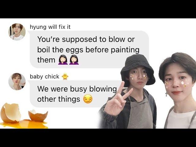 BTS TEXTS ► the one with the Easter egg mess