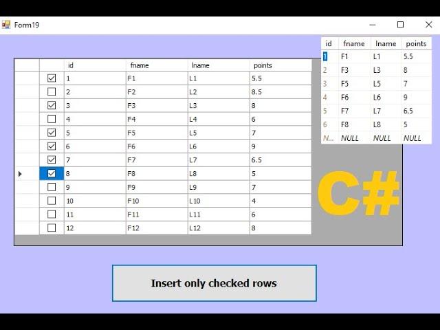 c# tutorial for beginners: Insert Only Checked rows from datagridview into SQL database