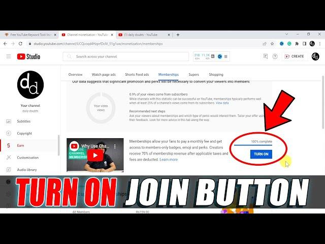 How to Setup Channel Membership on YouTube (2023) | Activate Join Button