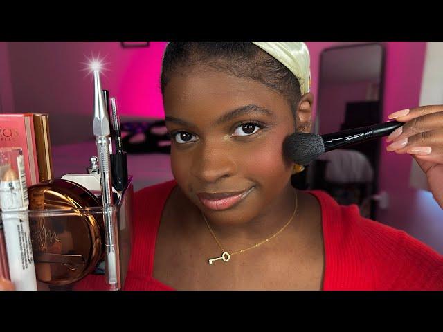 ASMR Doing My Simple Makeup + Whisper Ramble  (black girl edition)