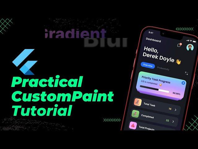 Flutter Practical CustomPaint example, implementing radial gradient with blur, working with Figma