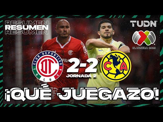 Resumen y goles | Toluca 2-2 América | Liga Mx - CL2023 J2 | TUDN